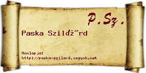 Paska Szilárd névjegykártya
